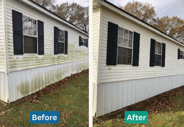 picture of house siding before soft wash