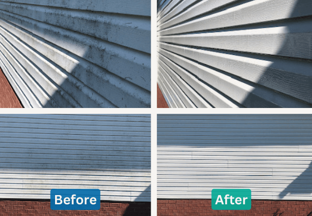 picture of house siding before soft wash